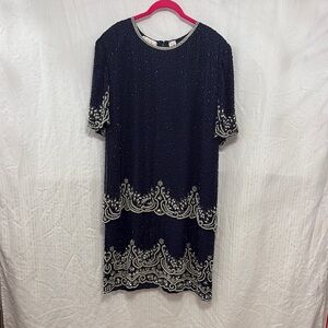 Vintage Laurence Kazar Fully Beaded Silk Dress